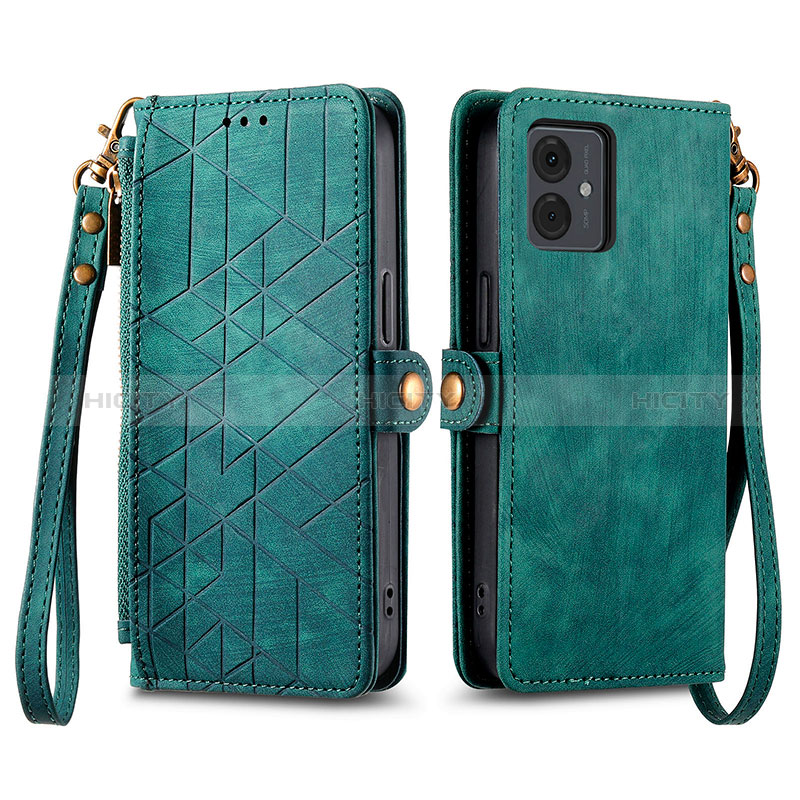 Coque Portefeuille Livre Cuir Etui Clapet S17D pour Motorola Moto G14 Vert Plus