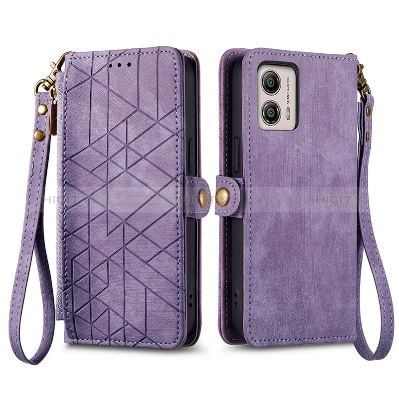 Coque Portefeuille Livre Cuir Etui Clapet S17D pour Motorola Moto G53 5G Violet Plus