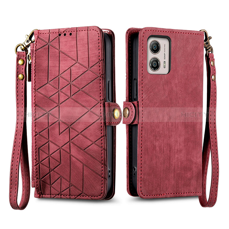 Coque Portefeuille Livre Cuir Etui Clapet S17D pour Motorola Moto G53y 5G Rouge Plus