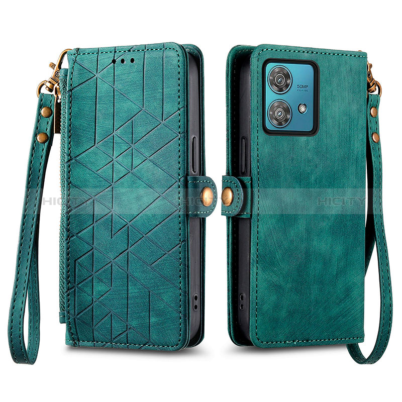 Coque Portefeuille Livre Cuir Etui Clapet S17D pour Motorola Moto G84 5G Vert Plus