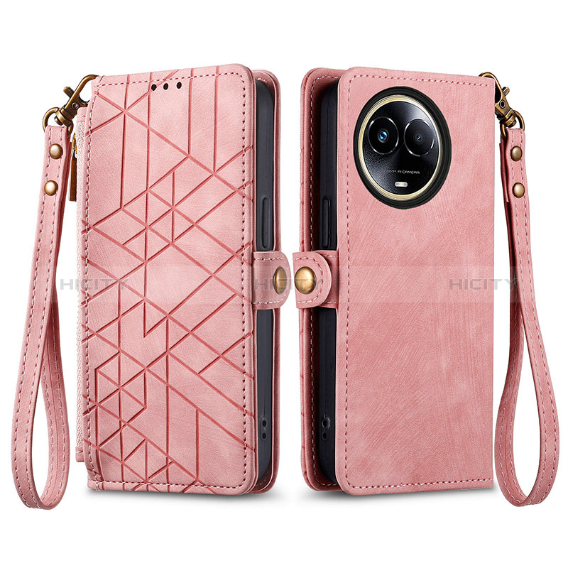 Coque Portefeuille Livre Cuir Etui Clapet S17D pour Realme 11 5G Rose Plus