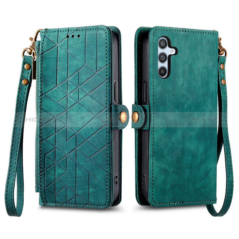 Coque Portefeuille Livre Cuir Etui Clapet S17D pour Samsung Galaxy A34 5G Vert Plus