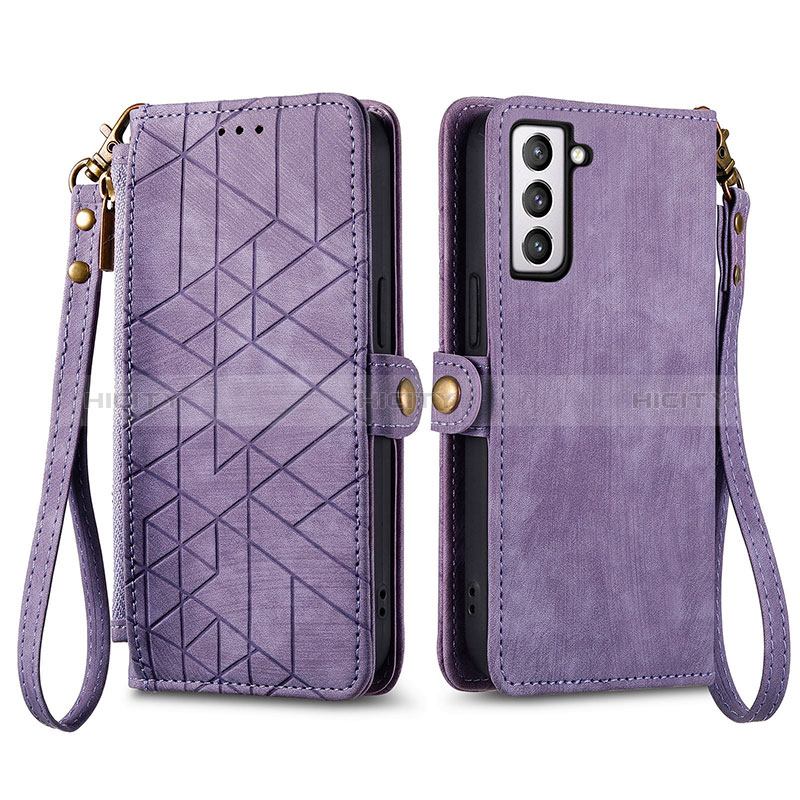 Coque Portefeuille Livre Cuir Etui Clapet S17D pour Samsung Galaxy S21 FE 5G Violet Plus