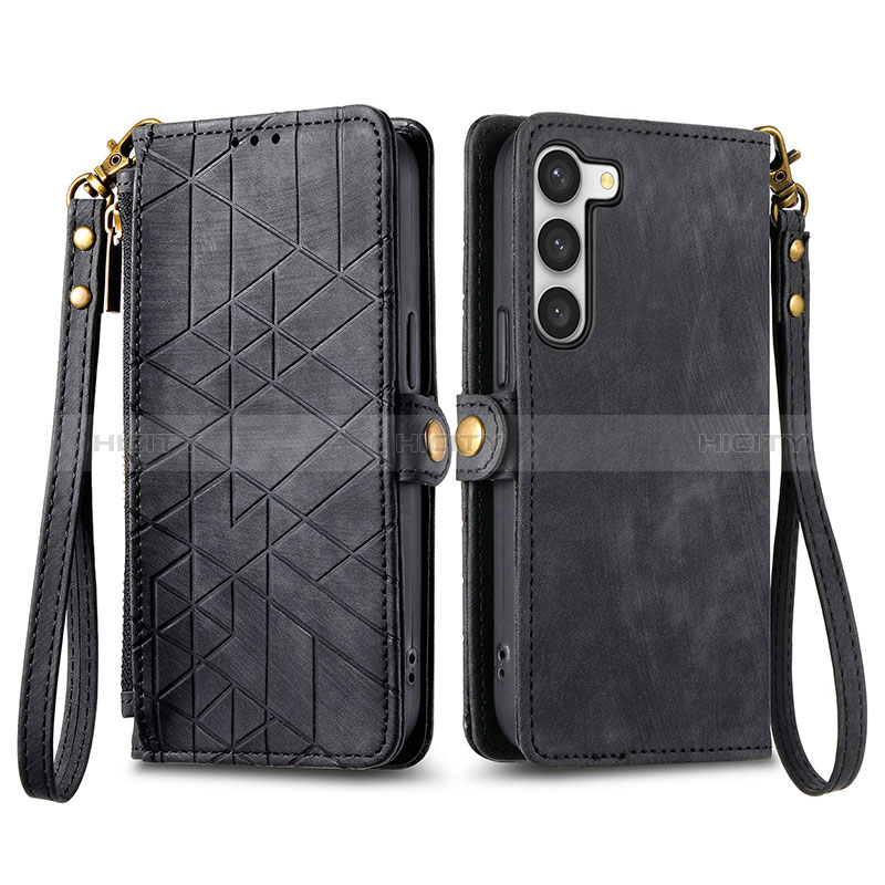 Coque Portefeuille Livre Cuir Etui Clapet S17D pour Samsung Galaxy S22 5G Noir Plus