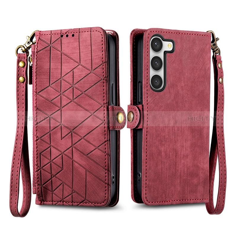 Coque Portefeuille Livre Cuir Etui Clapet S17D pour Samsung Galaxy S23 Plus 5G Rouge Plus