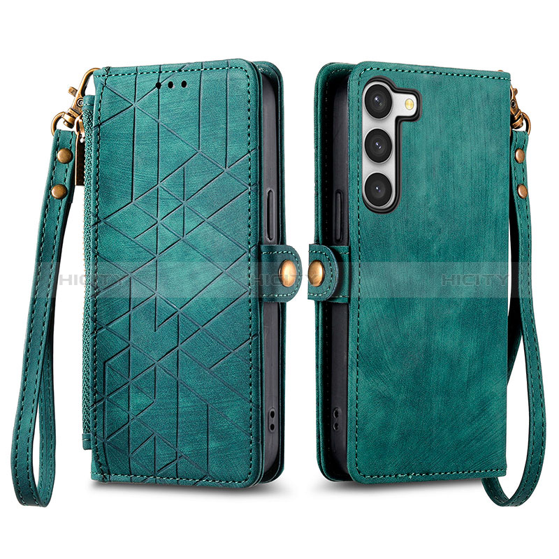 Coque Portefeuille Livre Cuir Etui Clapet S17D pour Samsung Galaxy S24 5G Vert Plus