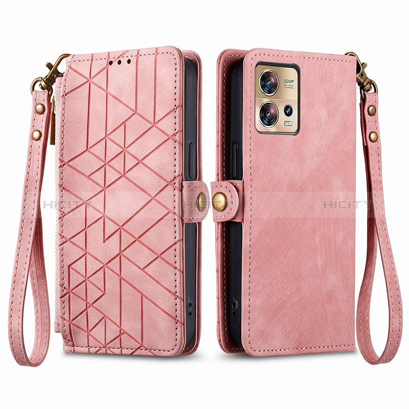 Coque Portefeuille Livre Cuir Etui Clapet S18D pour Motorola Moto Edge 30 Fusion 5G Rose Plus