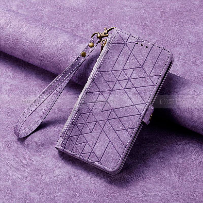 Coque Portefeuille Livre Cuir Etui Clapet S18D pour Sharp Aquos R8s Violet Plus