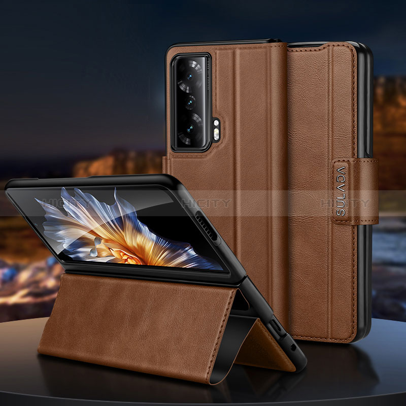 Coque Portefeuille Livre Cuir Etui Clapet SD1 pour Huawei Honor Magic Vs 5G Marron Plus