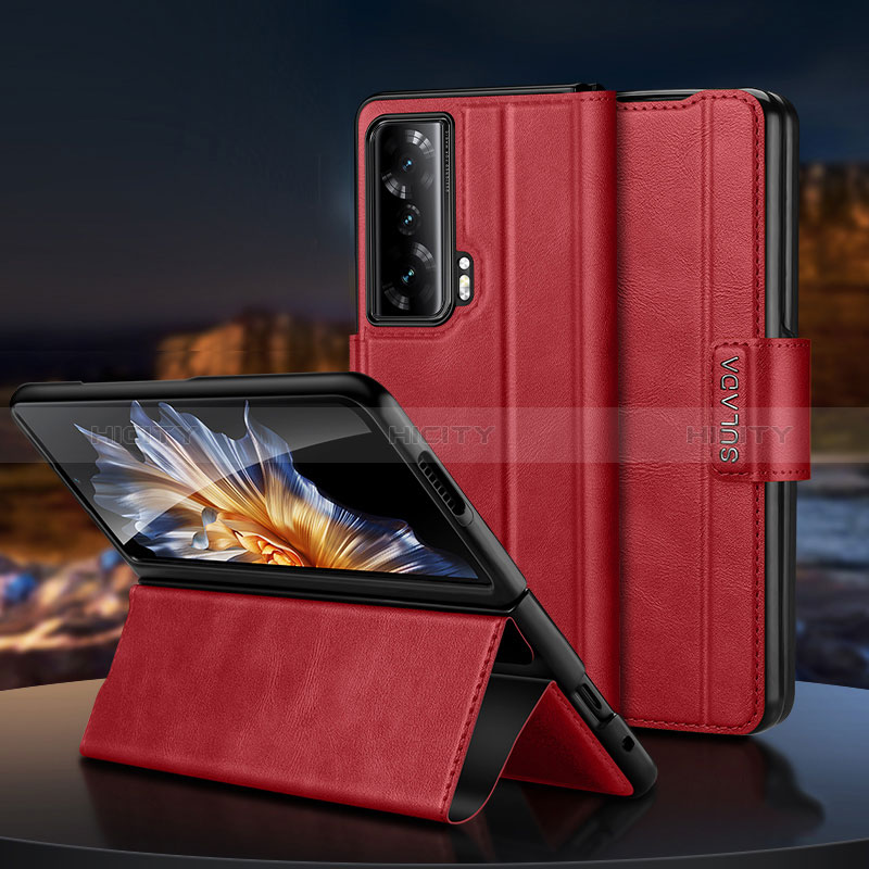 Coque Portefeuille Livre Cuir Etui Clapet SD1 pour Huawei Honor Magic Vs 5G Rouge Plus