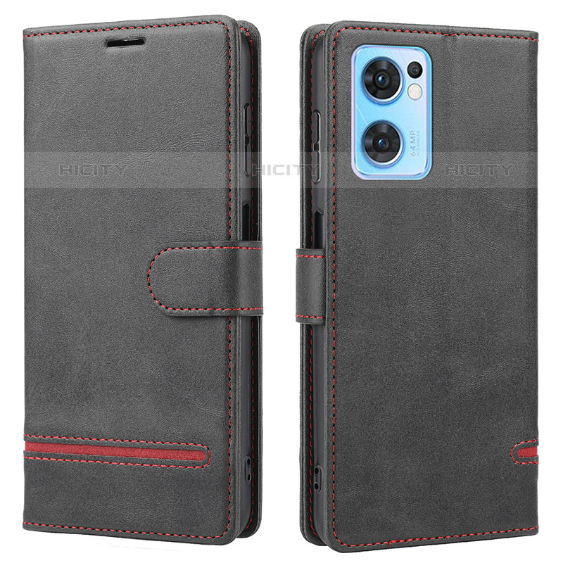 Coque Portefeuille Livre Cuir Etui Clapet SY1 pour Oppo Reno7 SE 5G Noir Plus