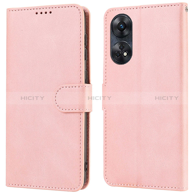 Coque Portefeuille Livre Cuir Etui Clapet SY1 pour Oppo Reno8 T 4G Rose Plus