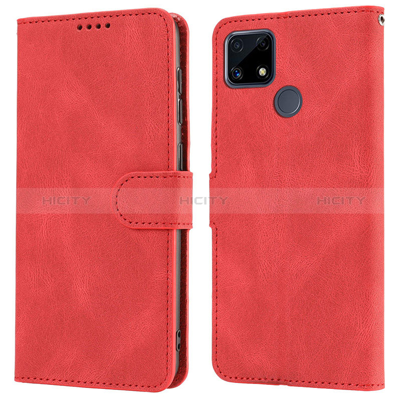 Coque Portefeuille Livre Cuir Etui Clapet SY1 pour Realme C12 Rouge Plus