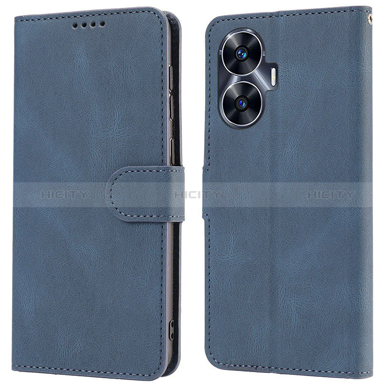 Coque Portefeuille Livre Cuir Etui Clapet SY1 pour Realme C55 Bleu Plus