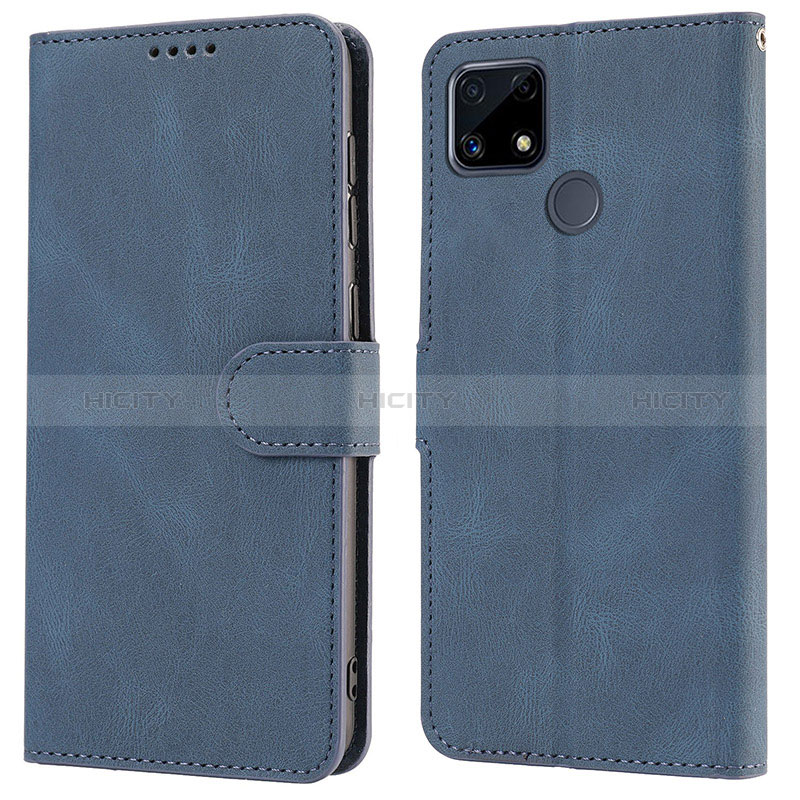 Coque Portefeuille Livre Cuir Etui Clapet SY1 pour Realme Narzo 30A Bleu Plus