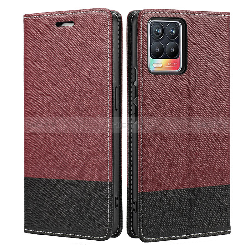 Coque Portefeuille Livre Cuir Etui Clapet SY2 pour Realme 8 Pro Vin Rouge Plus