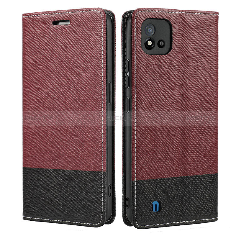 Coque Portefeuille Livre Cuir Etui Clapet SY2 pour Realme C20 Vin Rouge Plus