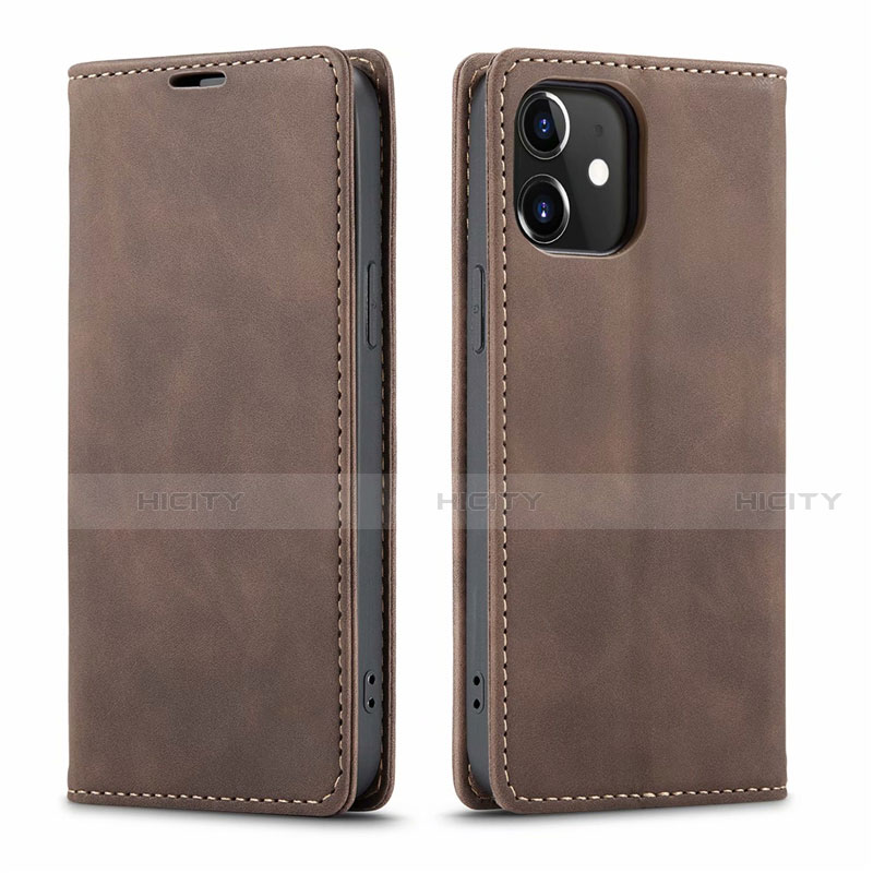 Coque Portefeuille Livre Cuir Etui Clapet T01 pour Apple iPhone 12 Mini Marron Plus