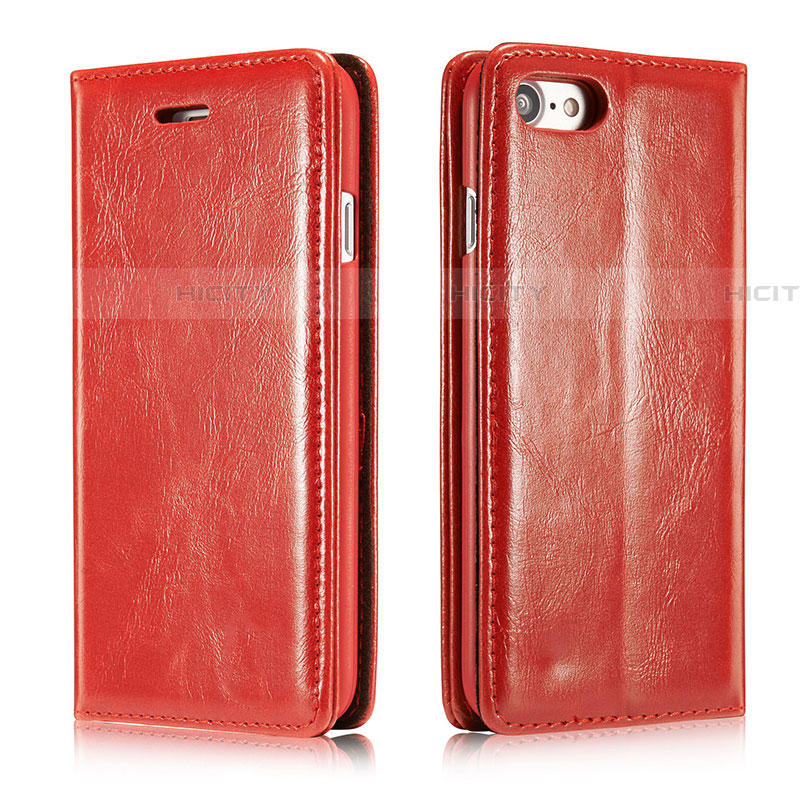 Coque Portefeuille Livre Cuir Etui Clapet T01 pour Apple iPhone 7 Rouge Plus