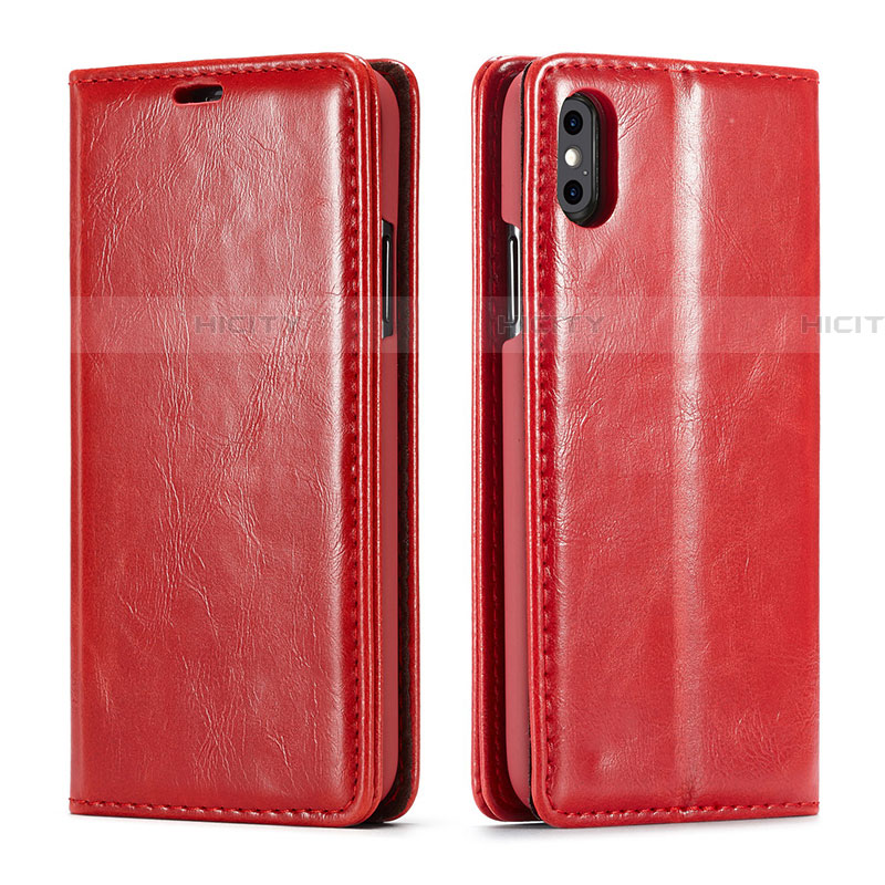 Coque Portefeuille Livre Cuir Etui Clapet T01 pour Apple iPhone Xs Rouge Plus