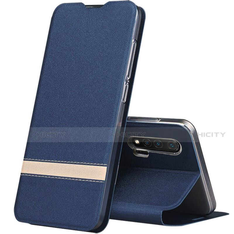 Coque Portefeuille Livre Cuir Etui Clapet T01 pour Huawei Nova 6 Bleu Plus