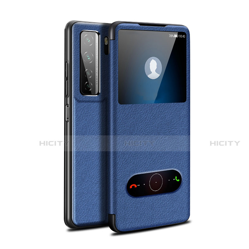 Coque Portefeuille Livre Cuir Etui Clapet T01 pour Huawei Nova 7 SE 5G Bleu Plus