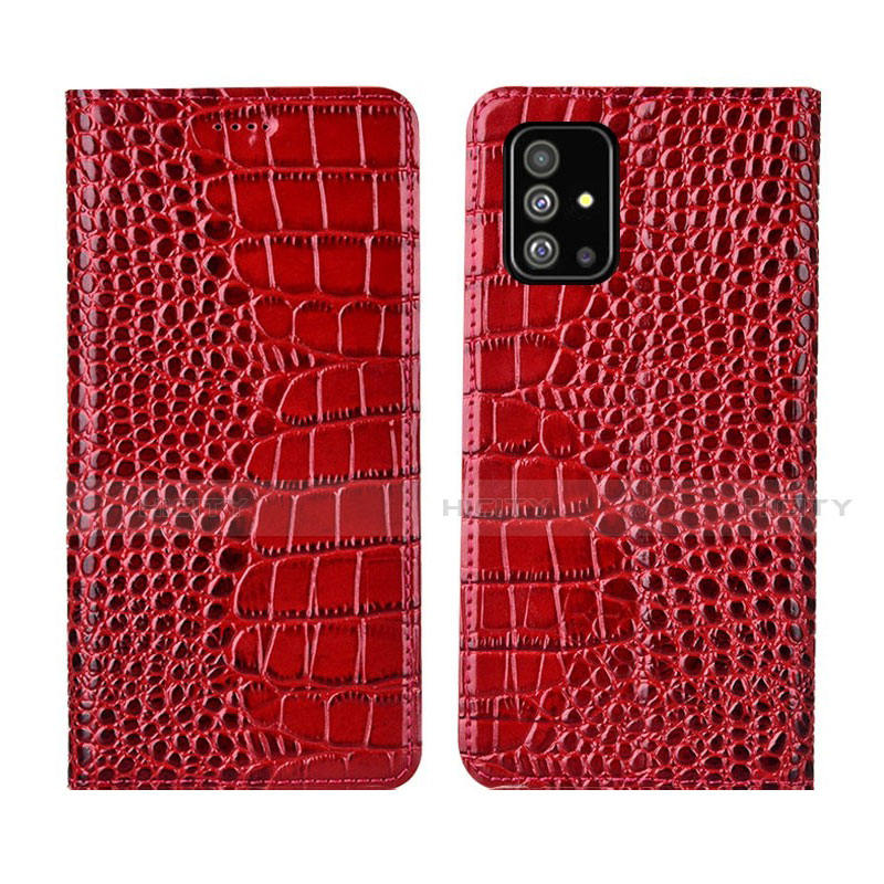 Coque Portefeuille Livre Cuir Etui Clapet T01 pour Samsung Galaxy A51 5G Rouge Plus