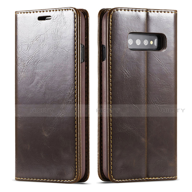 Coque Portefeuille Livre Cuir Etui Clapet T01 pour Samsung Galaxy S10 Marron Plus