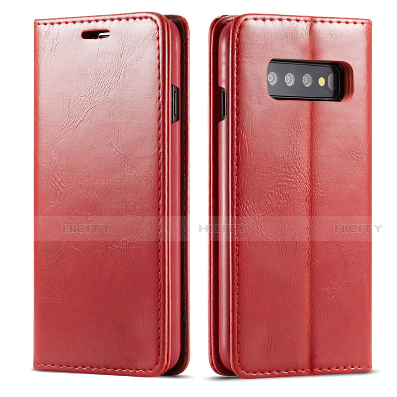 Coque Portefeuille Livre Cuir Etui Clapet T01 pour Samsung Galaxy S10 Rouge Plus
