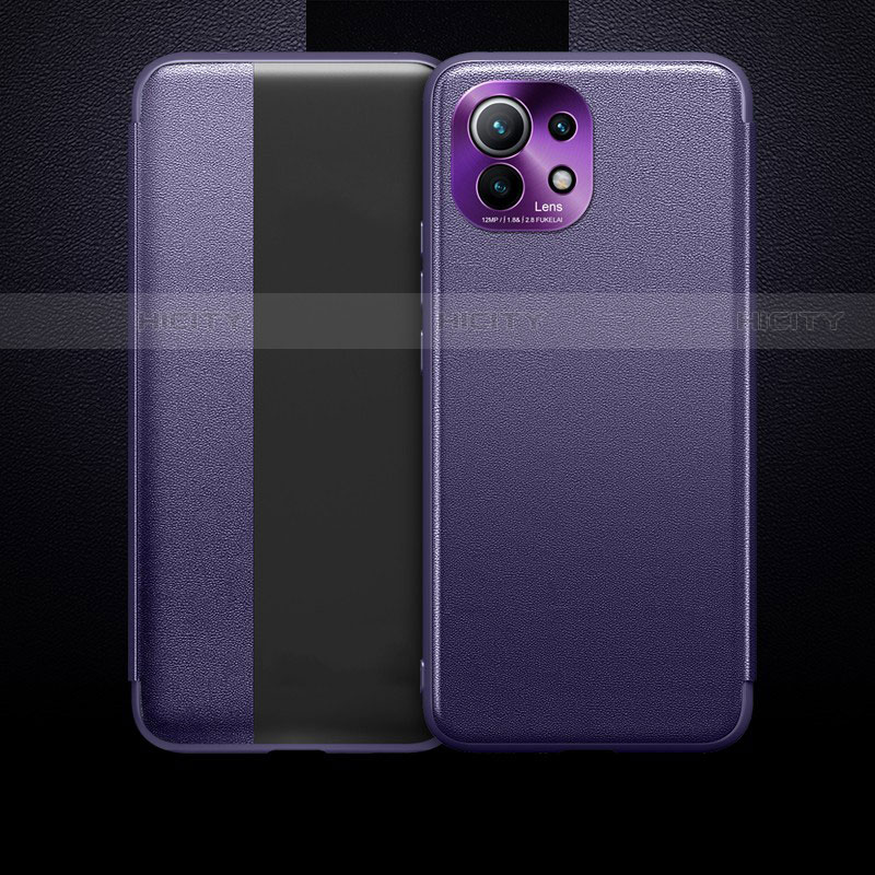 Coque Portefeuille Livre Cuir Etui Clapet T01 pour Xiaomi Mi 11 5G Violet Plus