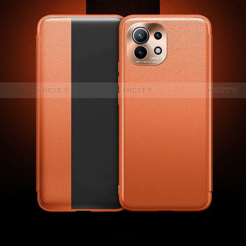 Coque Portefeuille Livre Cuir Etui Clapet T01 pour Xiaomi Mi 11 Lite 5G Orange Plus