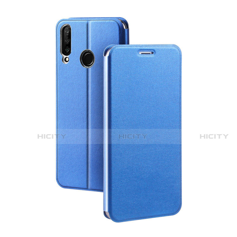 Coque Portefeuille Livre Cuir Etui Clapet T02 pour Huawei Nova 4e Bleu Plus