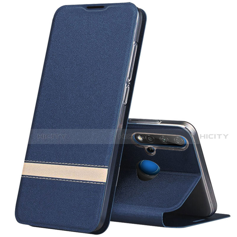 Coque Portefeuille Livre Cuir Etui Clapet T02 pour Huawei Nova 5i Bleu Plus