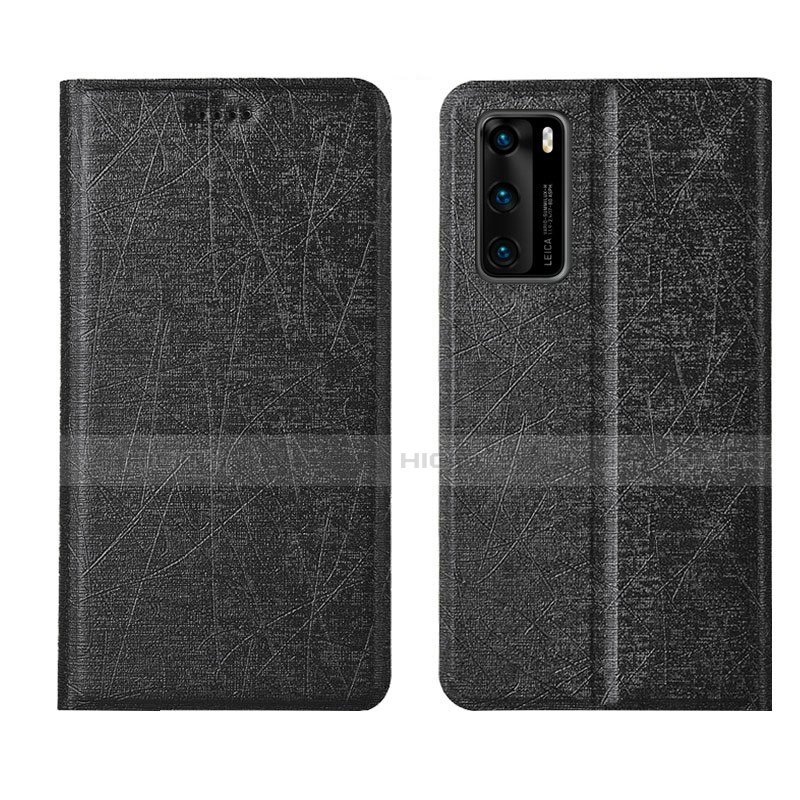 Coque Portefeuille Livre Cuir Etui Clapet T02 pour Huawei P40 Noir Plus