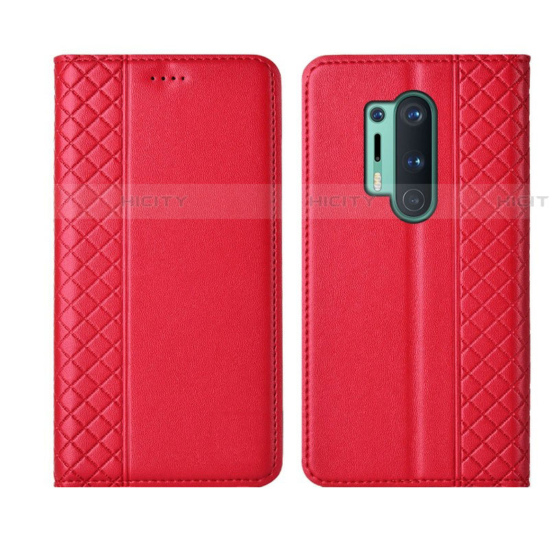 Coque Portefeuille Livre Cuir Etui Clapet T02 pour OnePlus 8 Pro Rouge Plus