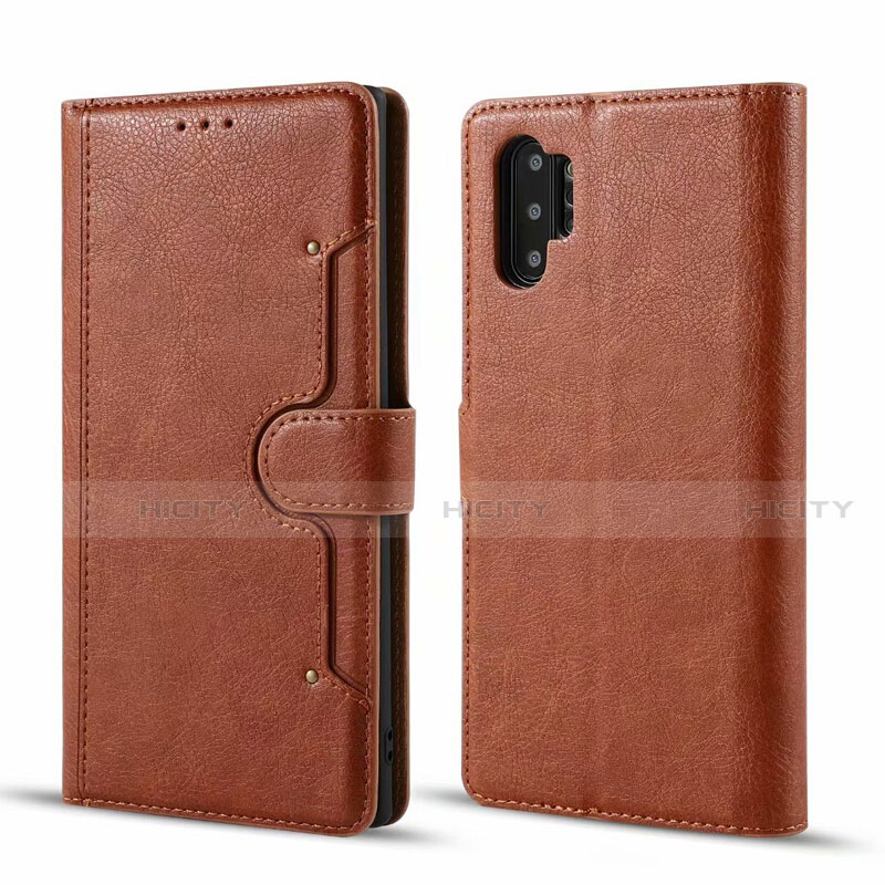 Coque Portefeuille Livre Cuir Etui Clapet T02 pour Samsung Galaxy Note 10 Plus 5G Marron Plus