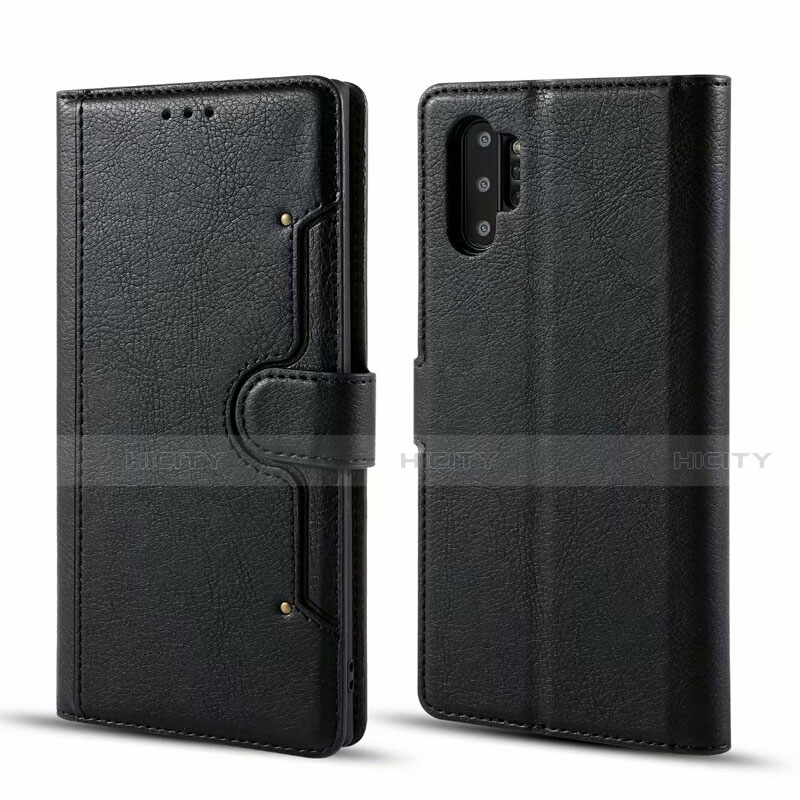 Coque Portefeuille Livre Cuir Etui Clapet T02 pour Samsung Galaxy Note 10 Plus 5G Noir Plus