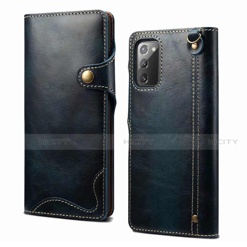 Coque Portefeuille Livre Cuir Etui Clapet T02 pour Samsung Galaxy Note 20 5G Bleu Plus