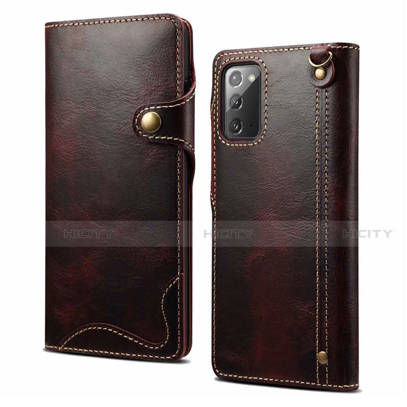 Coque Portefeuille Livre Cuir Etui Clapet T02 pour Samsung Galaxy Note 20 5G Vin Rouge Plus