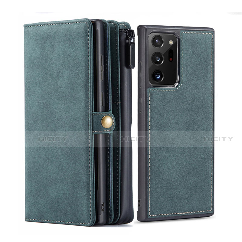 Coque Portefeuille Livre Cuir Etui Clapet T02 pour Samsung Galaxy Note 20 Ultra 5G Vert Nuit Plus