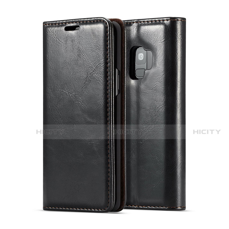 Coque Portefeuille Livre Cuir Etui Clapet T02 pour Samsung Galaxy S9 Noir Plus