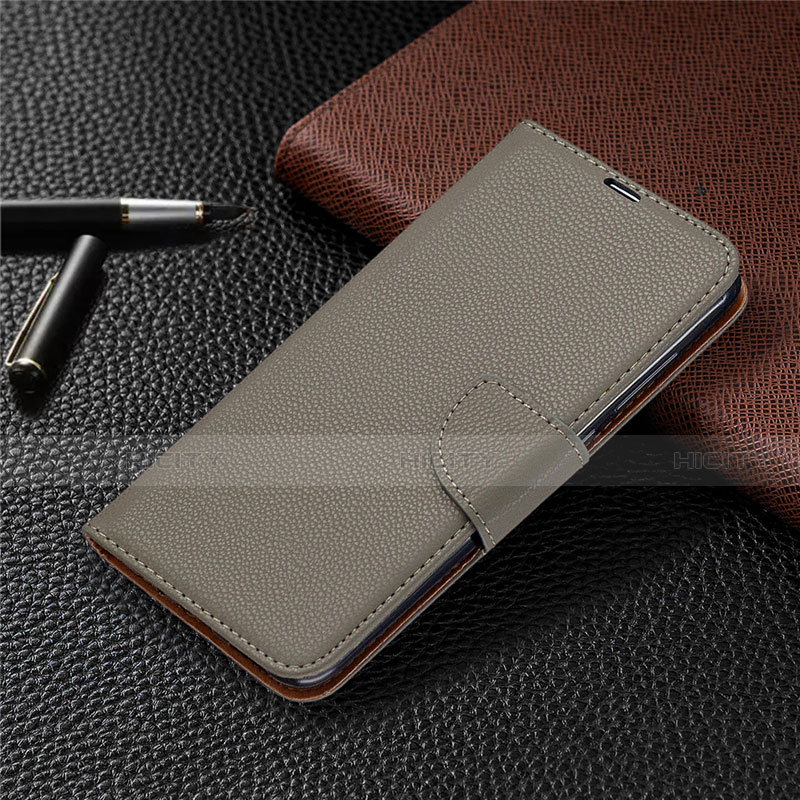 Coque Portefeuille Livre Cuir Etui Clapet T02 pour Xiaomi Redmi Note 9 Gris Plus