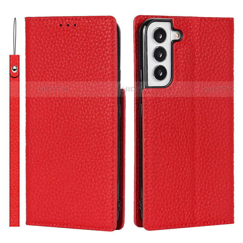 Coque Portefeuille Livre Cuir Etui Clapet T02D pour Samsung Galaxy S21 FE 5G Rouge Plus