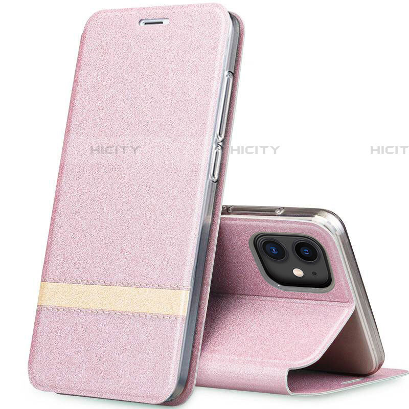 Coque Portefeuille Livre Cuir Etui Clapet T03 pour Apple iPhone 11 Or Rose Plus