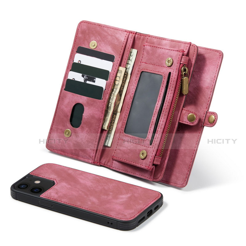 Coque Portefeuille Livre Cuir Etui Clapet T03 pour Apple iPhone 12 Mini Rouge Plus