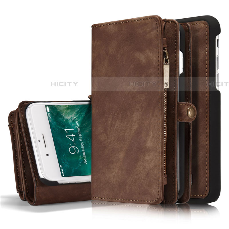 Coque Portefeuille Livre Cuir Etui Clapet T03 pour Apple iPhone 8 Plus Marron Plus