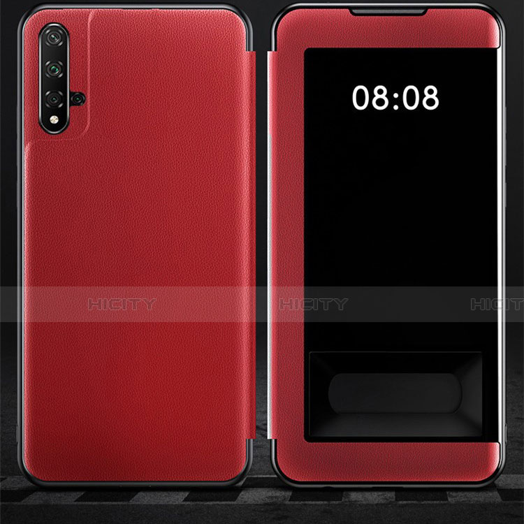 Coque Portefeuille Livre Cuir Etui Clapet T03 pour Huawei Honor 20 Rouge Plus