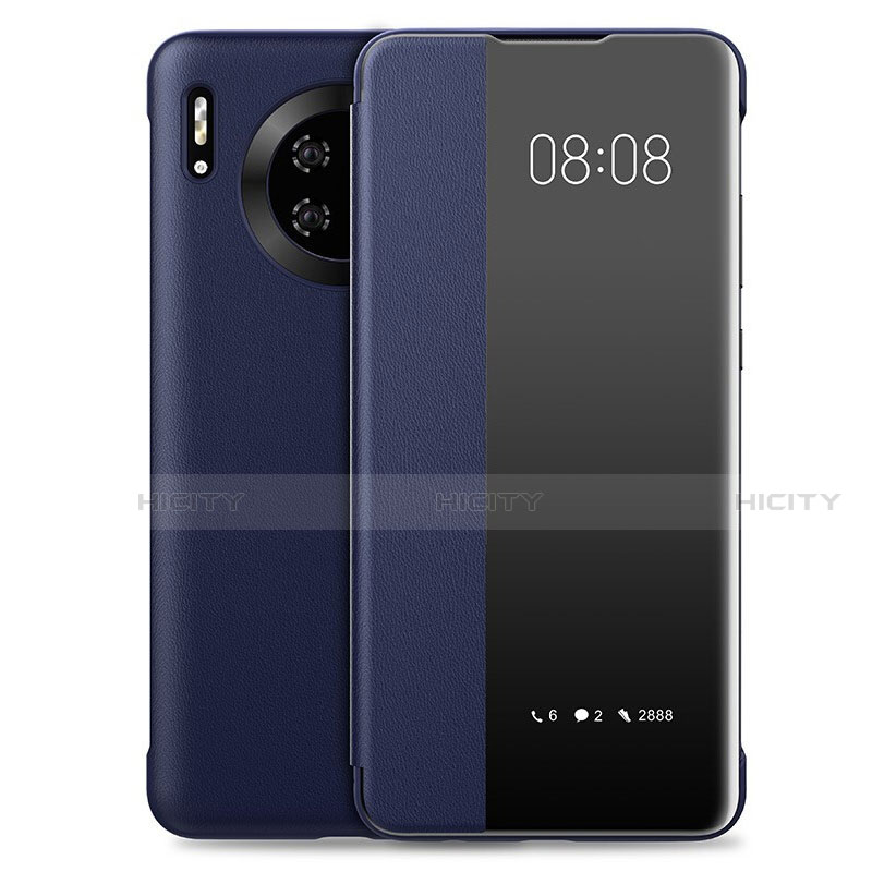 Coque Portefeuille Livre Cuir Etui Clapet T03 pour Huawei Mate 30 Pro Bleu Plus