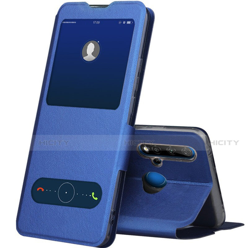 Coque Portefeuille Livre Cuir Etui Clapet T03 pour Huawei Nova 5i Bleu Plus