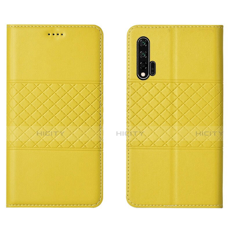 Coque Portefeuille Livre Cuir Etui Clapet T03 pour Huawei Nova 6 5G Jaune Plus